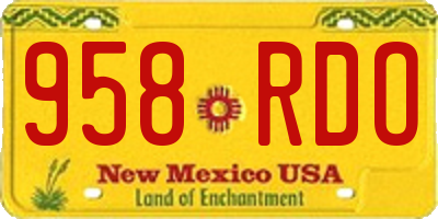 NM license plate 958RDO