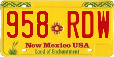 NM license plate 958RDW