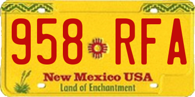 NM license plate 958RFA