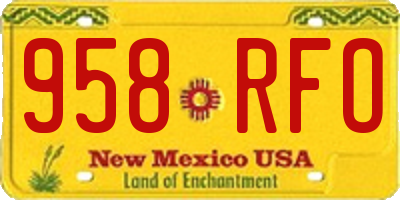 NM license plate 958RFO