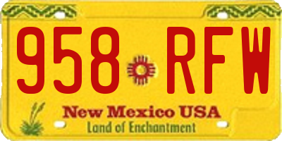 NM license plate 958RFW