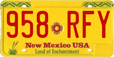 NM license plate 958RFY