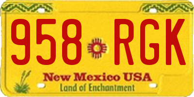 NM license plate 958RGK