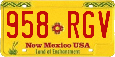 NM license plate 958RGV