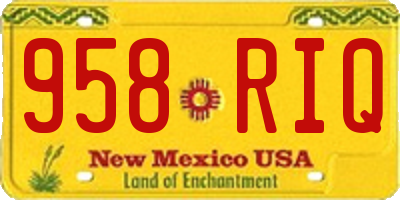 NM license plate 958RIQ