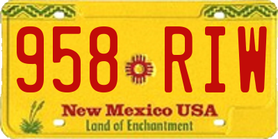 NM license plate 958RIW