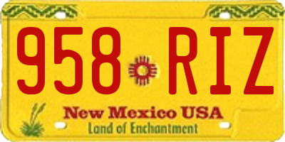 NM license plate 958RIZ