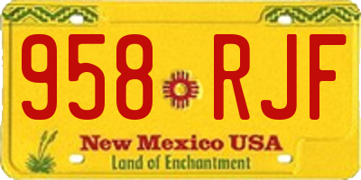 NM license plate 958RJF