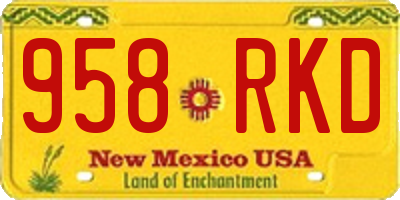 NM license plate 958RKD