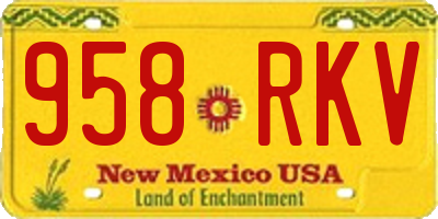 NM license plate 958RKV