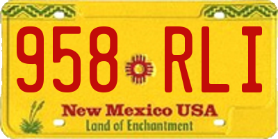 NM license plate 958RLI
