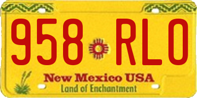 NM license plate 958RLO