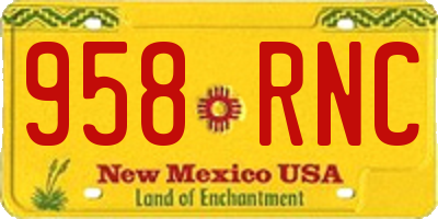 NM license plate 958RNC