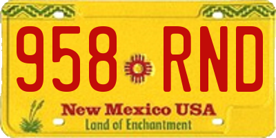 NM license plate 958RND