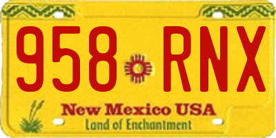 NM license plate 958RNX