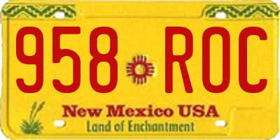 NM license plate 958ROC