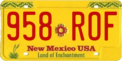 NM license plate 958ROF