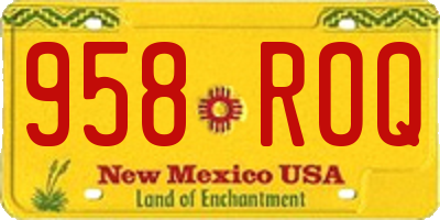NM license plate 958ROQ