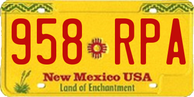 NM license plate 958RPA