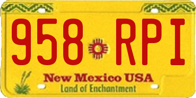 NM license plate 958RPI