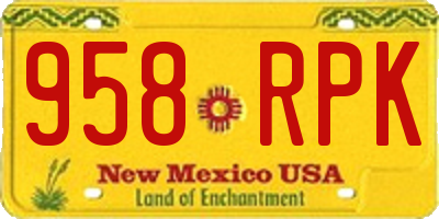 NM license plate 958RPK