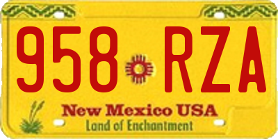 NM license plate 958RZA