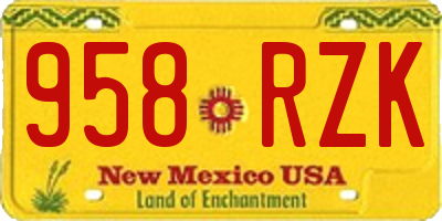 NM license plate 958RZK