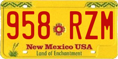 NM license plate 958RZM