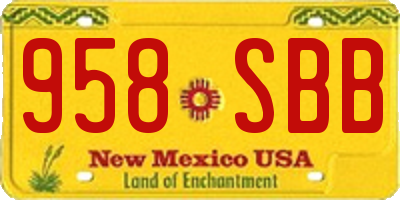 NM license plate 958SBB