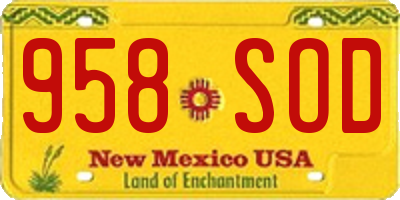 NM license plate 958SOD