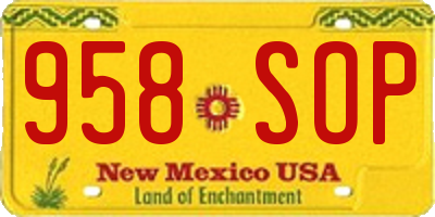 NM license plate 958SOP