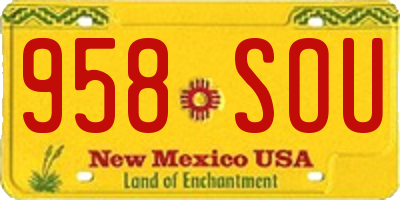 NM license plate 958SOU