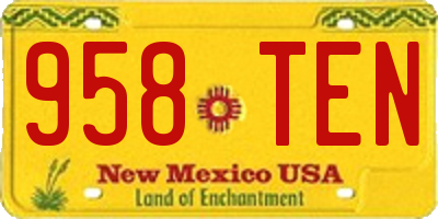 NM license plate 958TEN