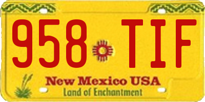 NM license plate 958TIF