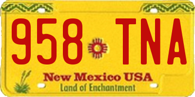 NM license plate 958TNA