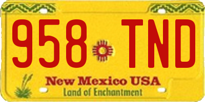 NM license plate 958TND