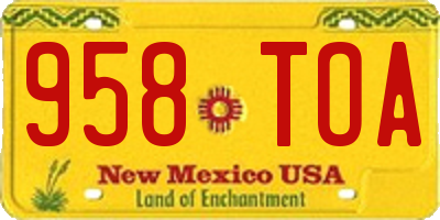 NM license plate 958TOA