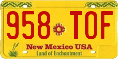 NM license plate 958TOF