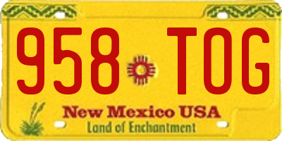 NM license plate 958TOG