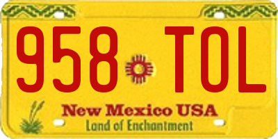 NM license plate 958TOL