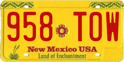 NM license plate 958TOW