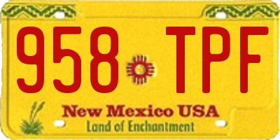 NM license plate 958TPF