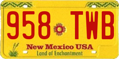 NM license plate 958TWB