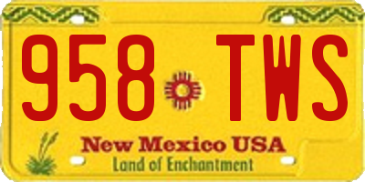 NM license plate 958TWS