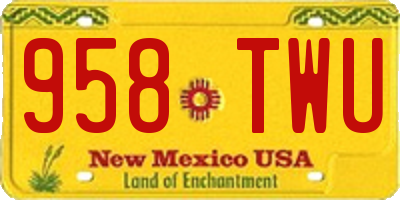 NM license plate 958TWU