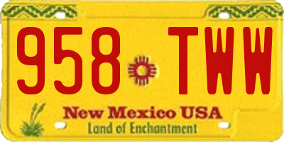 NM license plate 958TWW