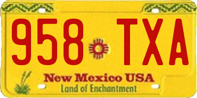 NM license plate 958TXA