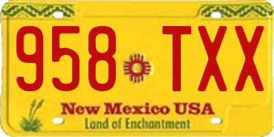NM license plate 958TXX