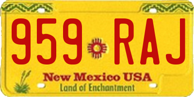 NM license plate 959RAJ