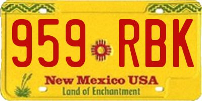 NM license plate 959RBK
